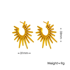 Pendientes vintage de acero inoxidable bañados en oro de 18K con diseño de sol