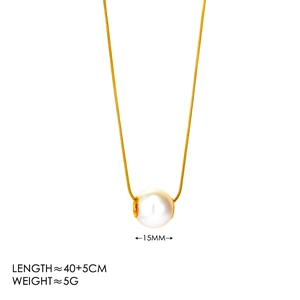 Collana minimalista in oro con ciondolo a perla da 15mm da donna, lunga 40+5cm