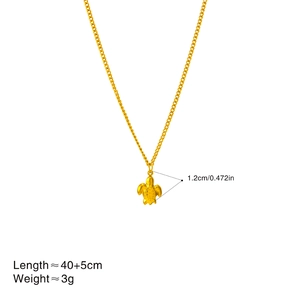 Gold stainless steel sea turtle pendant necklace with 40+5cm adjustable chain
