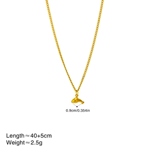 18k gold plated stainless steel whale pendant necklace with 40+5cm thin chain for women