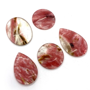 Natural pink agate stone pendants in teardrop and oval shapes for DIY jewelry making