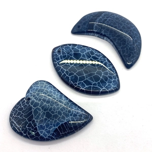 Blue Dragon Vein Agate pendants in moon, oval and heart shapes for DIY jewelry making