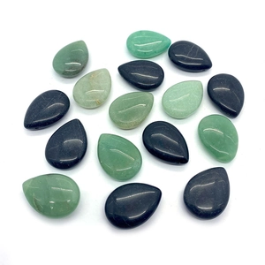 Polished teardrop aventurine and black onyx beads with pre-drilled holes for DIY jewelry