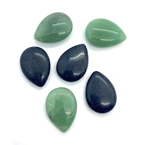 Polished 18x25mm teardrop green aventurine and black agate loose beads for DIY jewelry