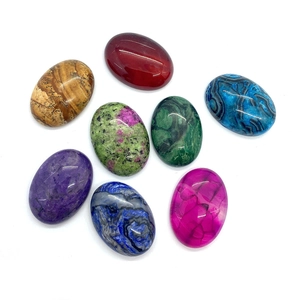 Gepolijste 18x25mm ovale natuursteen cabochons in diverse kleuren voor DIY-sieraden
