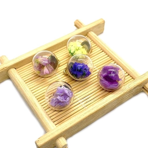 Round Glass Ball Pendant Handmade Eternal Dried Flower Sphere Charms For DIY Jewelry Making Accessories Women Gift