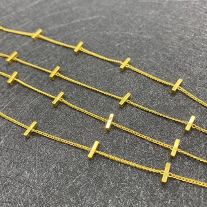Golden twist cable chain with rectangular bar accents for DIY jewelry making 10m roll