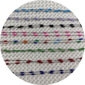 Colorful enamel rice beads on stainless steel chains in eight vibrant assorted colors