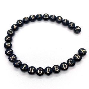 26 golden letter A-Z natural white shell beads 8mm round flat disc for DIY necklace
