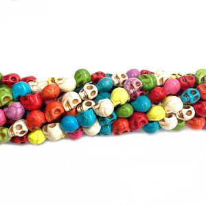 Colorful skull-shaped natural stone beads with vintage textures for DIY jewelry
