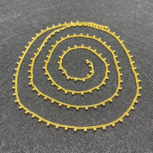 Golden 2mm beaded metal chain roll for DIY necklace and jewelry making crafts