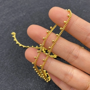Golden twist chain with small beads for DIY jewelry making 10m roll 2mm metal chain