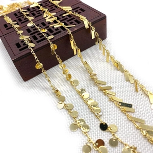 DIY Copper Jewelry Chain With Gold Plated Twist Circle Rectangle Metal Charms For Handmade Necklace Bracelet Making