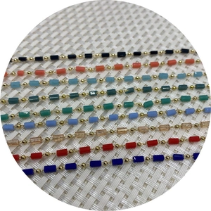 Colorful natural stone cylinder beads on golden copper chains for DIY jewelry making