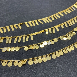 Golden copper twist chains with round and rectangular pendants for DIY jewelry making