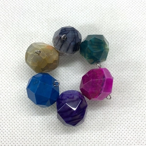 Faceted natural stone crystal ball pendants in mixed colors for DIY jewelry making