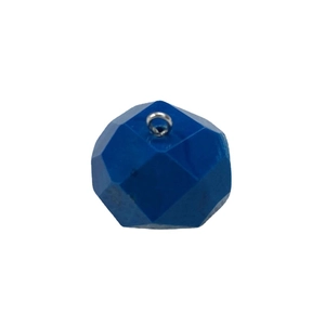 Faceted 19x20mm dark blue natural stone crystal pendant with a silver metal loop