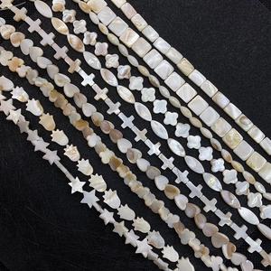 Natural Mother Of Artificial Pearl Shell Loose Beads Iridescent White Flower Heart Star Butterfly Shape For DIY Necklace Jewelry Making