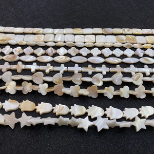 Natural white mother of pearl shell beads in star heart and flower shapes for DIY jewelry