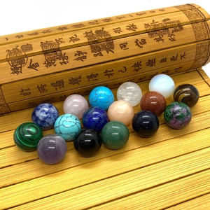 Set de 16 cuentas redondas de piedra natural de 16mm incluyendo turquesa y cuarzo rosa