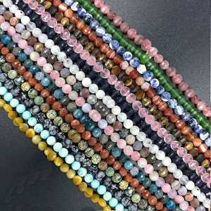 Natural Stone Faceted Rondelle Beads 6mm Loose Gemstone Disc Beads For DIY Jewelry Making Bracelet Necklace Accessories
