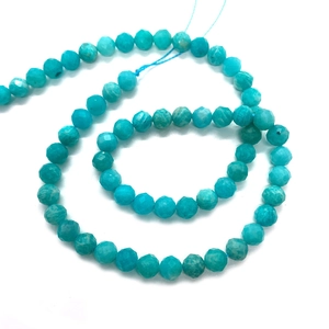 Faceted natural amazonite stone beads in light blue for DIY jewelry necklaces