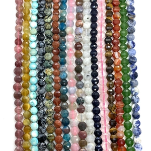Faceted natural stone beads assortment for jewelry making including rose quartz and agate