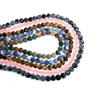 Faceted natural stone beads including rose quartz and tiger eye for jewelry DIY
