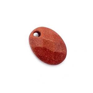 Polished 13x18mm oval gold sandstone pendant with diamond-cut facets and pre-drilled hole