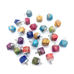 Pendentifs hexagonaux en pierre naturelle avec embouts argentés pour la création bijoux