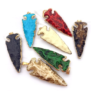 Pijlpunt hangers van hars met gouden rand voor DIY-kettingen in diverse kleuren