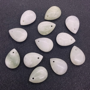 Polished pear-shaped natural jade stone pendant beads for DIY jewelry making 13x18mm
