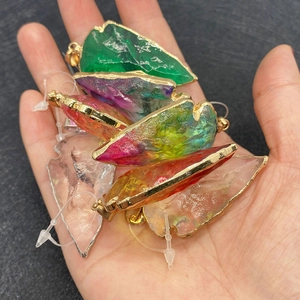 Pendentifs cristal en forme de flèche avec bord doré pour la création de bijoux DIY