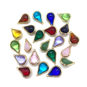 Pendentifs gouttes en pierre naturelle avec cadre doré pour création de bijoux DIY