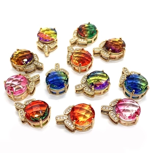 Faceted natural crystal pineapple pendants in rainbow colors with gold plated diamond clasps