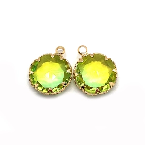 Faceted gradient natural stone pendant with gold bezel for DIY jewelry making
