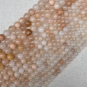 Natural orange moonstone loose beads in various sizes for DIY jewelry making