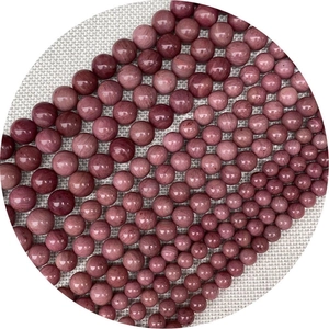 Polished natural pink rhodonite round gemstone beads for DIY necklace and bracelet crafting