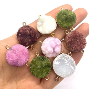 Natuurlijke druzy kristal connectoren met gouden rand voor DIY sieraden
