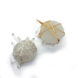 Natural crystal stone pendants with wire wrap detail for DIY jewelry making
