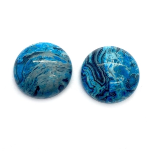 Cabochon di agata blu lucida con venature naturali e forma rotonda per creazioni DIY