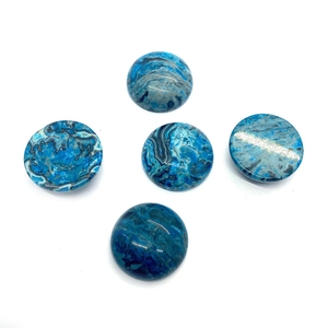 Cabochon di agata blu naturale lucida per gioielli fai-da-te in set da cinque pezzi