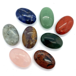 Polished oval mixed natural gemstones including labradorite and rose quartz for DIY jewelry