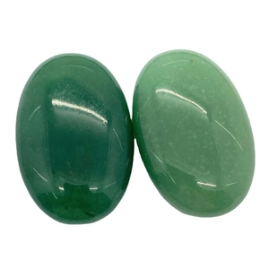 Polished oval green aventurine quartz stones for DIY jewelry making accessories