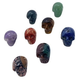 Lot de 8 crânes en pierres naturelles comprenant améthyste et oeil de tigre 18x24mm