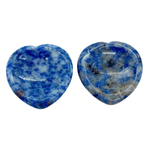 Natural blue sodalite worry stone set with heart shape for stress relief and healing