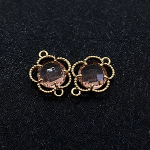 Clover natural stone flower connector in gold finish for DIY jewelry making