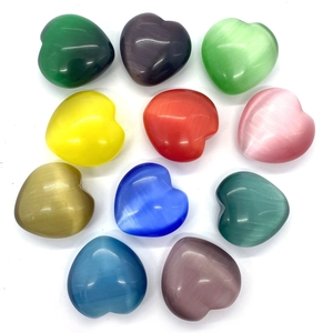 Pietre occhio di gatto lucide a forma di cuore in 11 colori per gioielli DIY