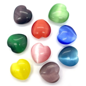 Pietre occhio di gatto lucide a forma di cuore in 9 vari colori per gioielli fai-da-te