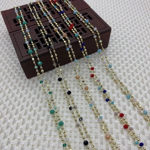 10m Roll Copper Beaded Chain With Faceted Crystal Beads For Jewelry Making DIY Necklace Bracelet Accessories Multicolor Bohemian Craft Component